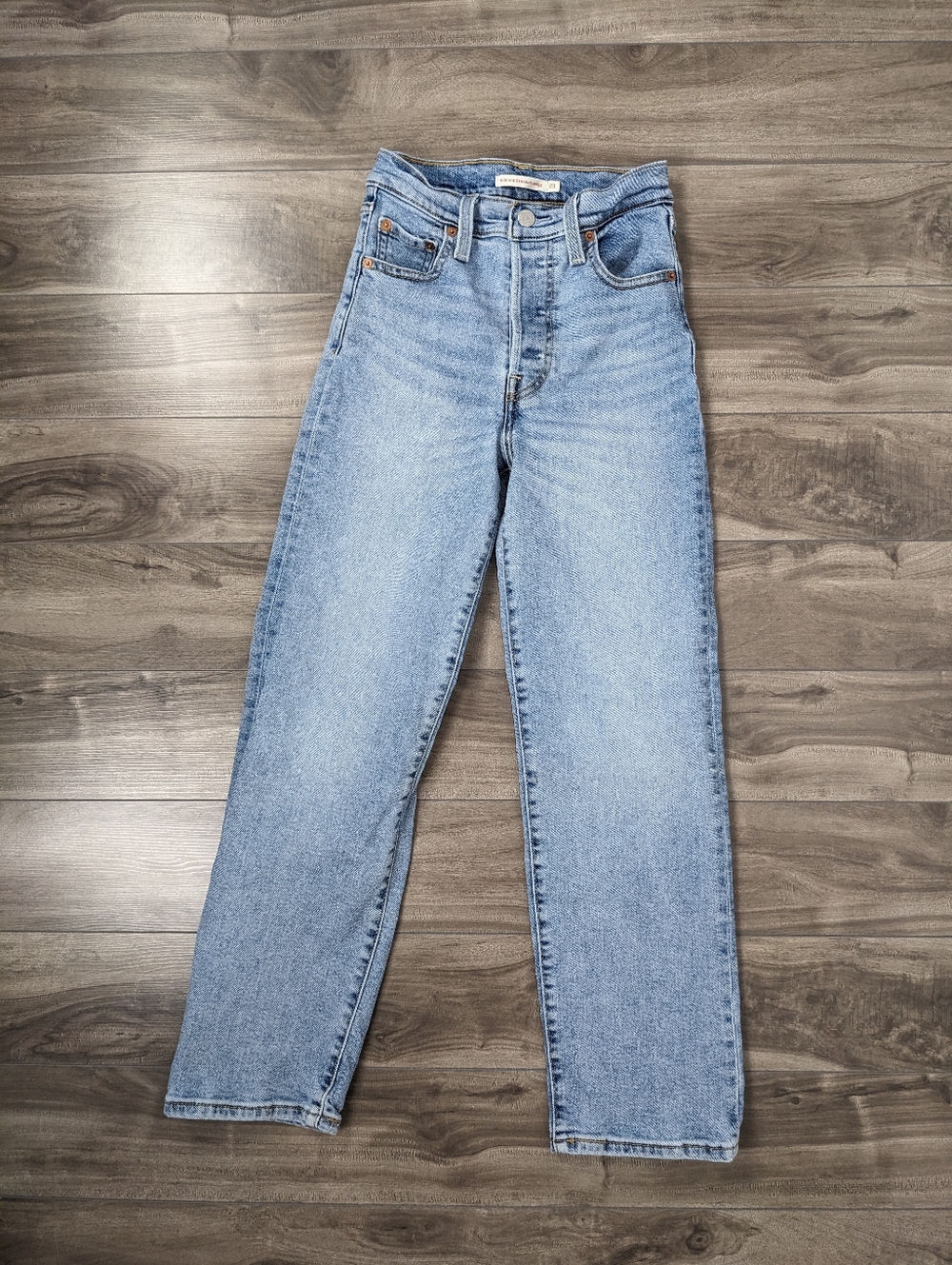Levi's Women's Jeans Ribcage Straight Ankle Size 23 L27 Blue Cotton Blend - Picture 1 of 14